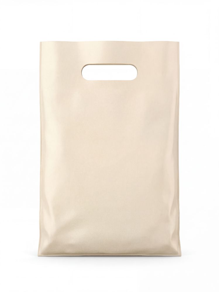 Cream coloured die-cut carrier bag